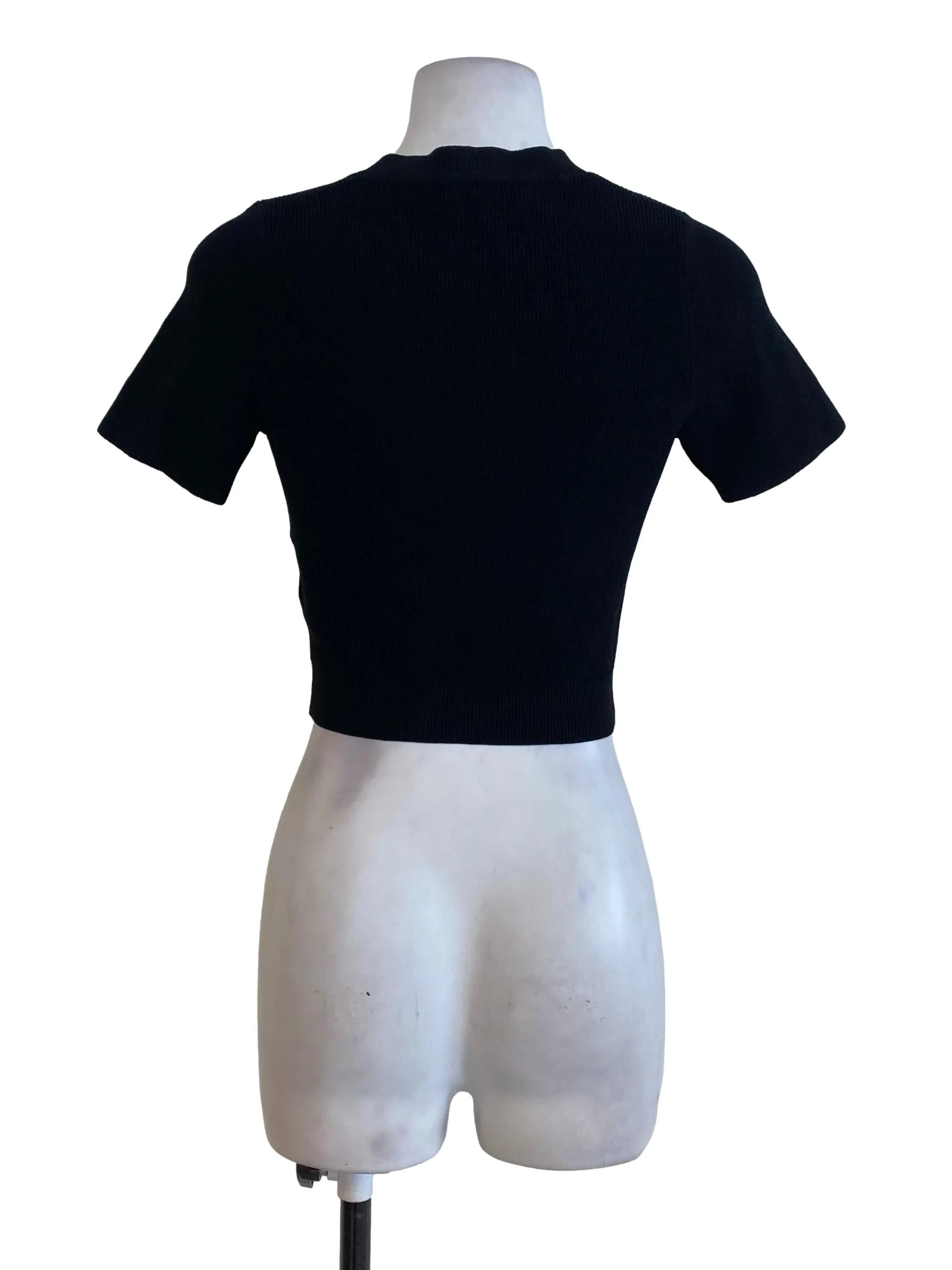 Black Knitted Round Neck Top LB