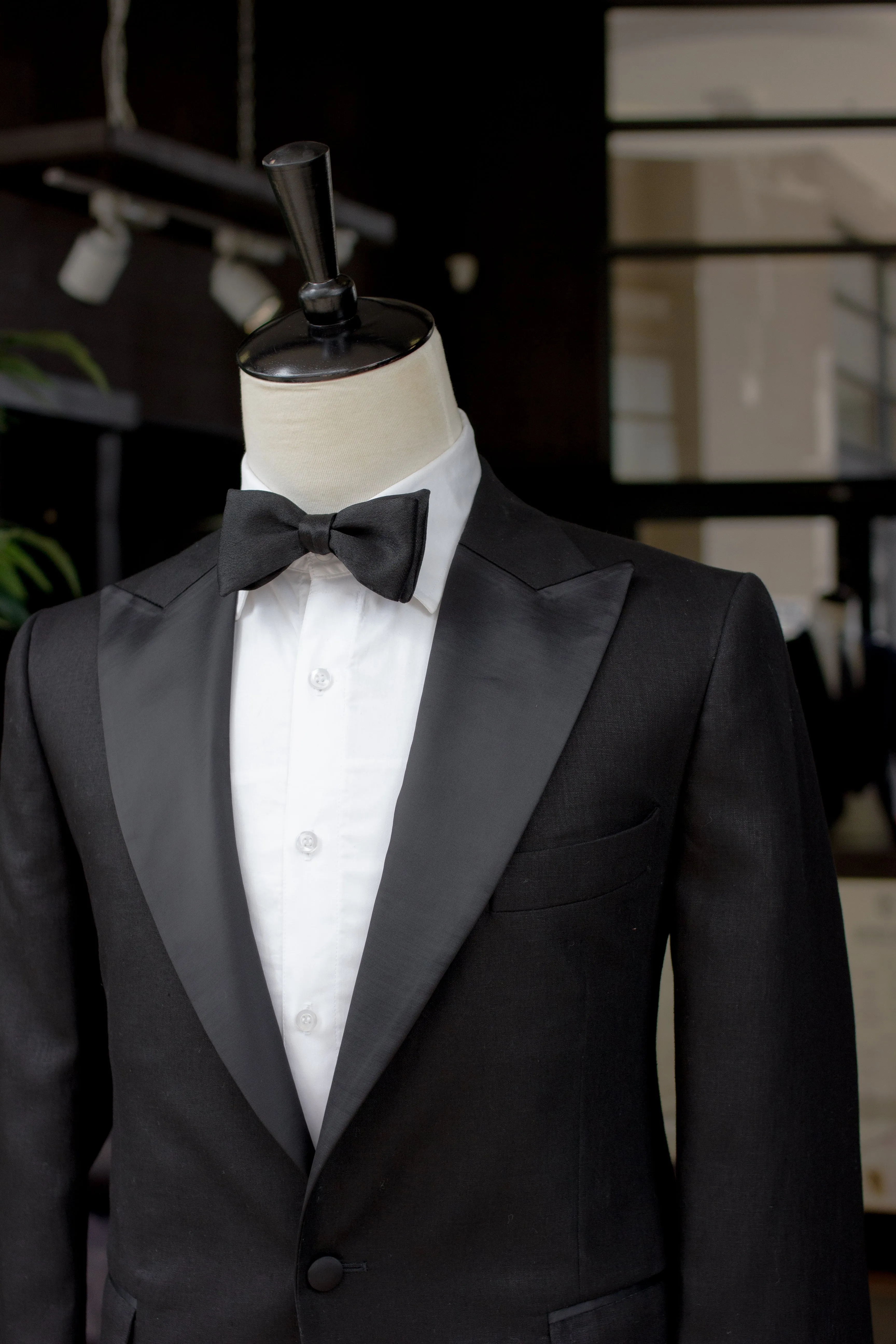 Black Satin Self Tie
