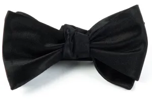 Black Solid Satin Bow Tie