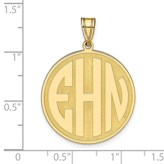 Block Raised Letter Circle Pendants