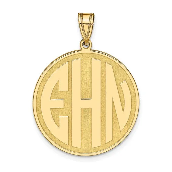 Block Raised Letter Circle Pendants