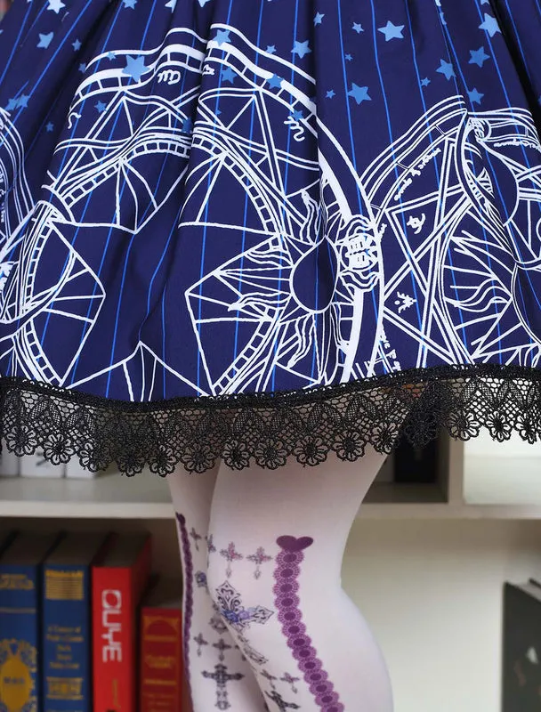 Blue Lolita Dress Cute Lolita Lace Skirt With Magic Circle Print
