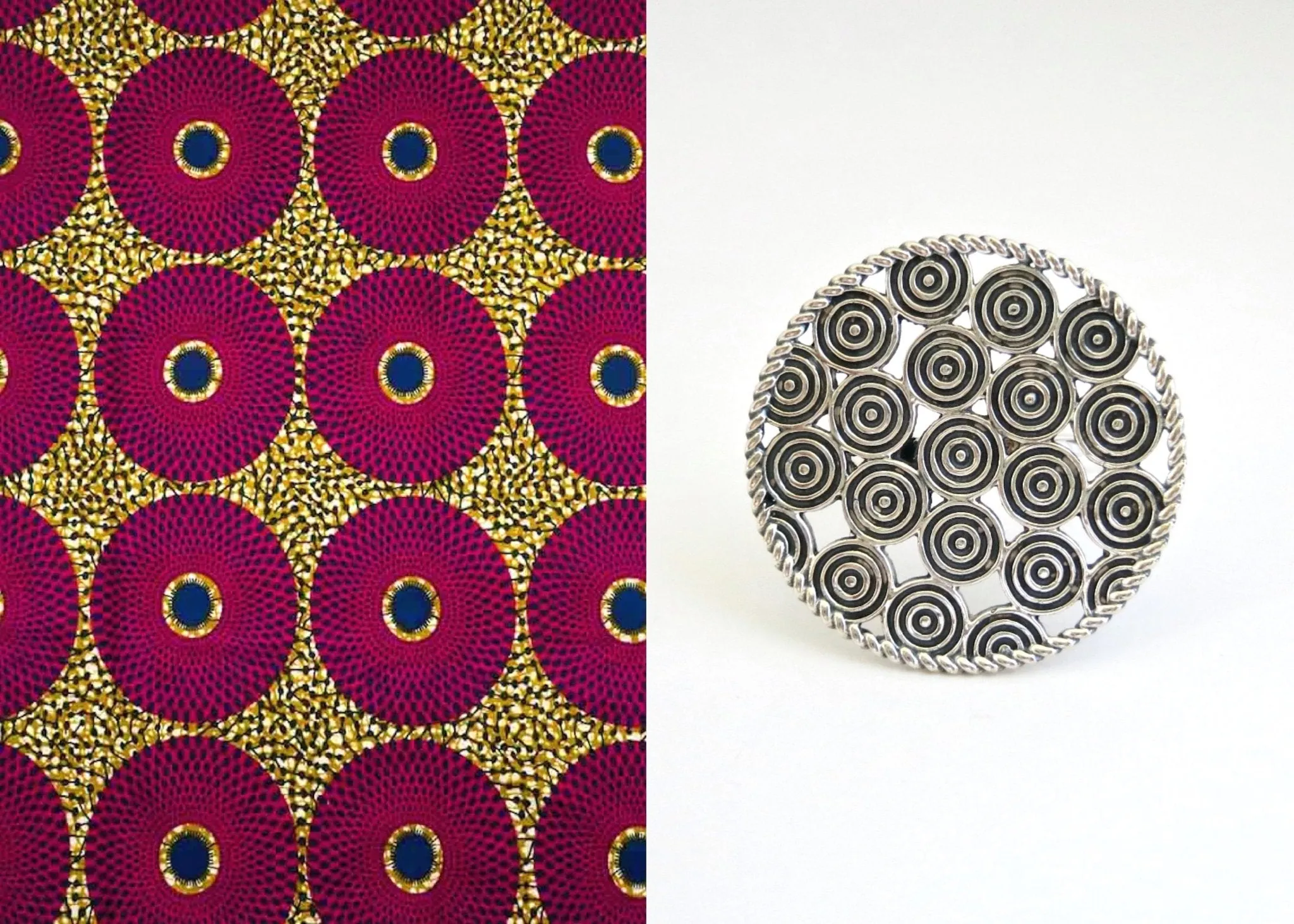 BOLANLE concentric circle pattern, statement ring