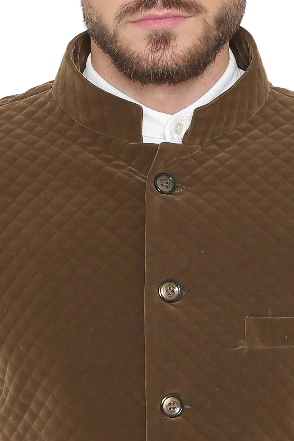 Bonded Velvet Brown Bandhgala