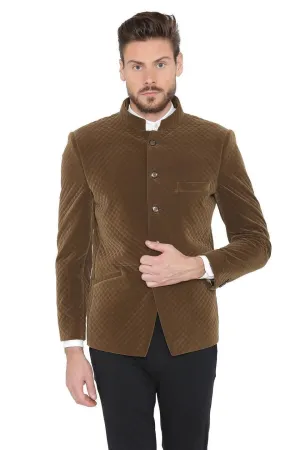 Bonded Velvet Brown Bandhgala
