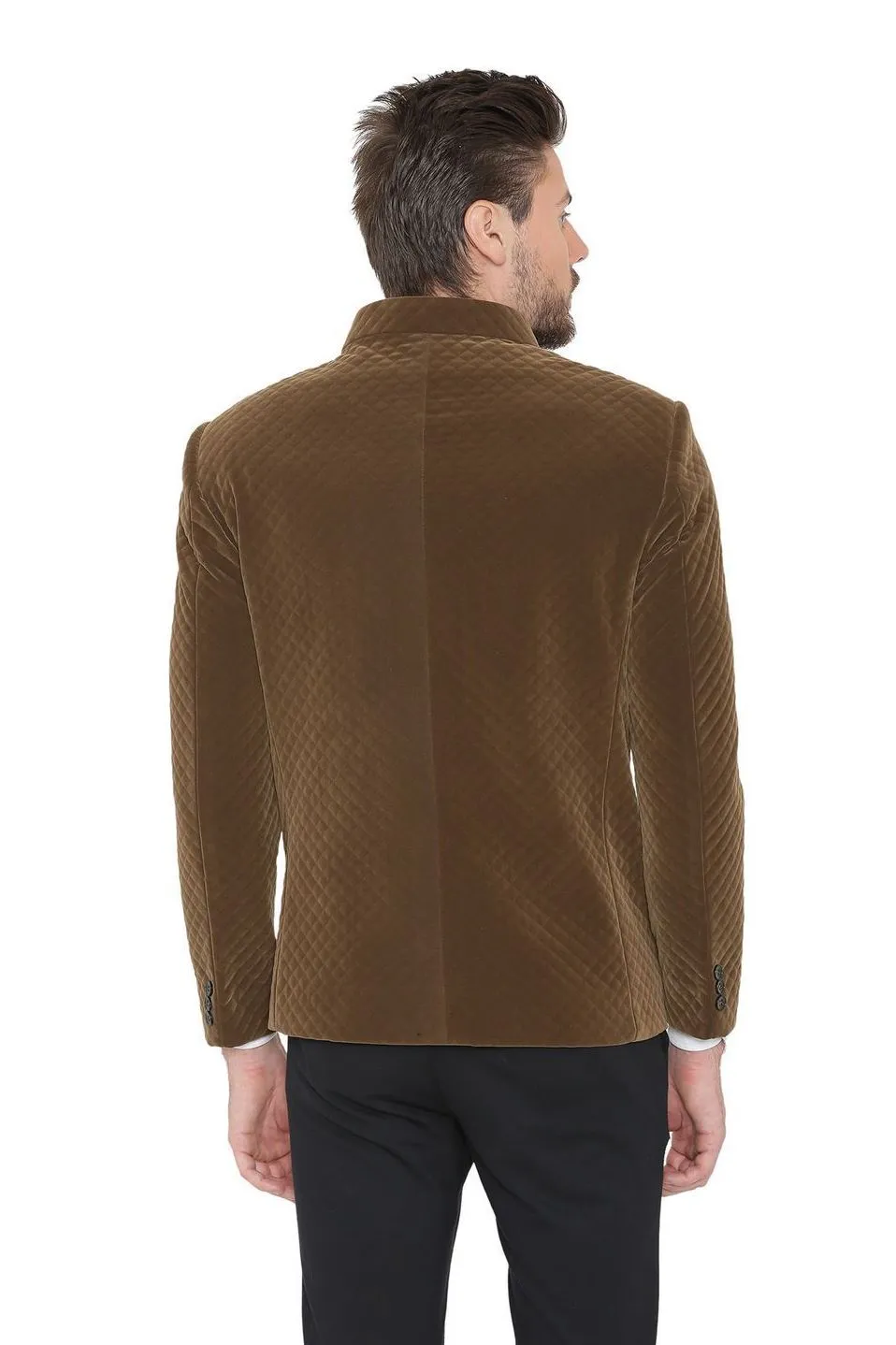 Bonded Velvet Brown Bandhgala