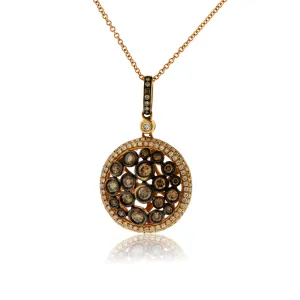 Brown Chocolate Diamond and Diamond Disc Pendant with Chain