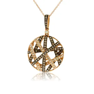 Brown Chocolate Diamond and Diamond Disc Pendant with Chain