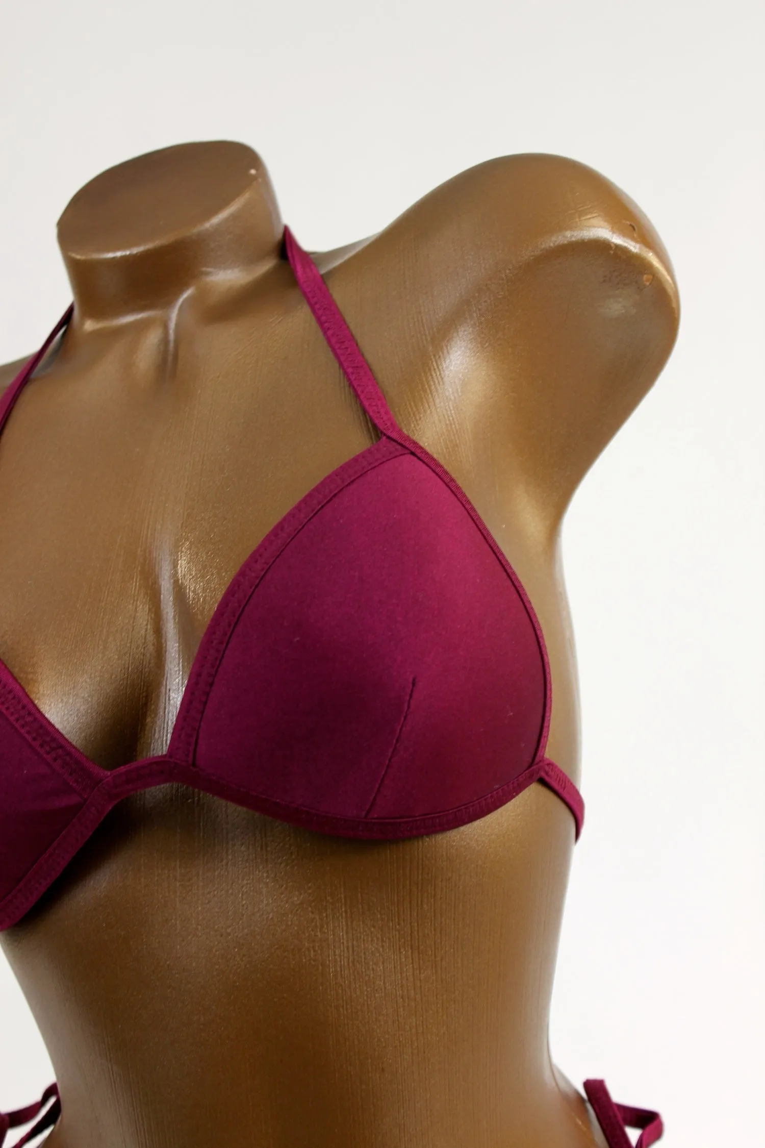 Burgundy Practice Satin Spandex Bikini Suit