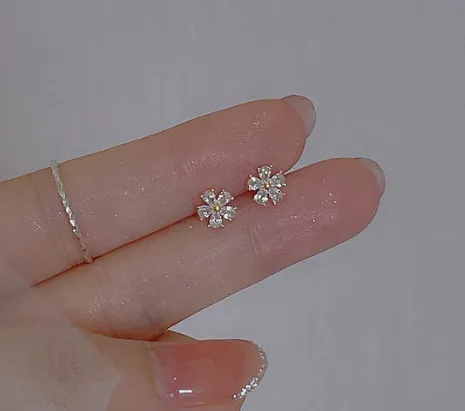 Children's Earrings:  Fairy Kisses Earrings with Push Backs - Fairy Flower with Dew Drop