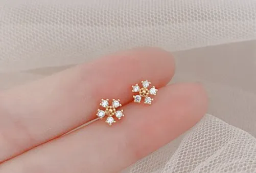 Children's Earrings:  Fairy Kisses Earrings with Push Backs - Fairy Flower with Dew Drop