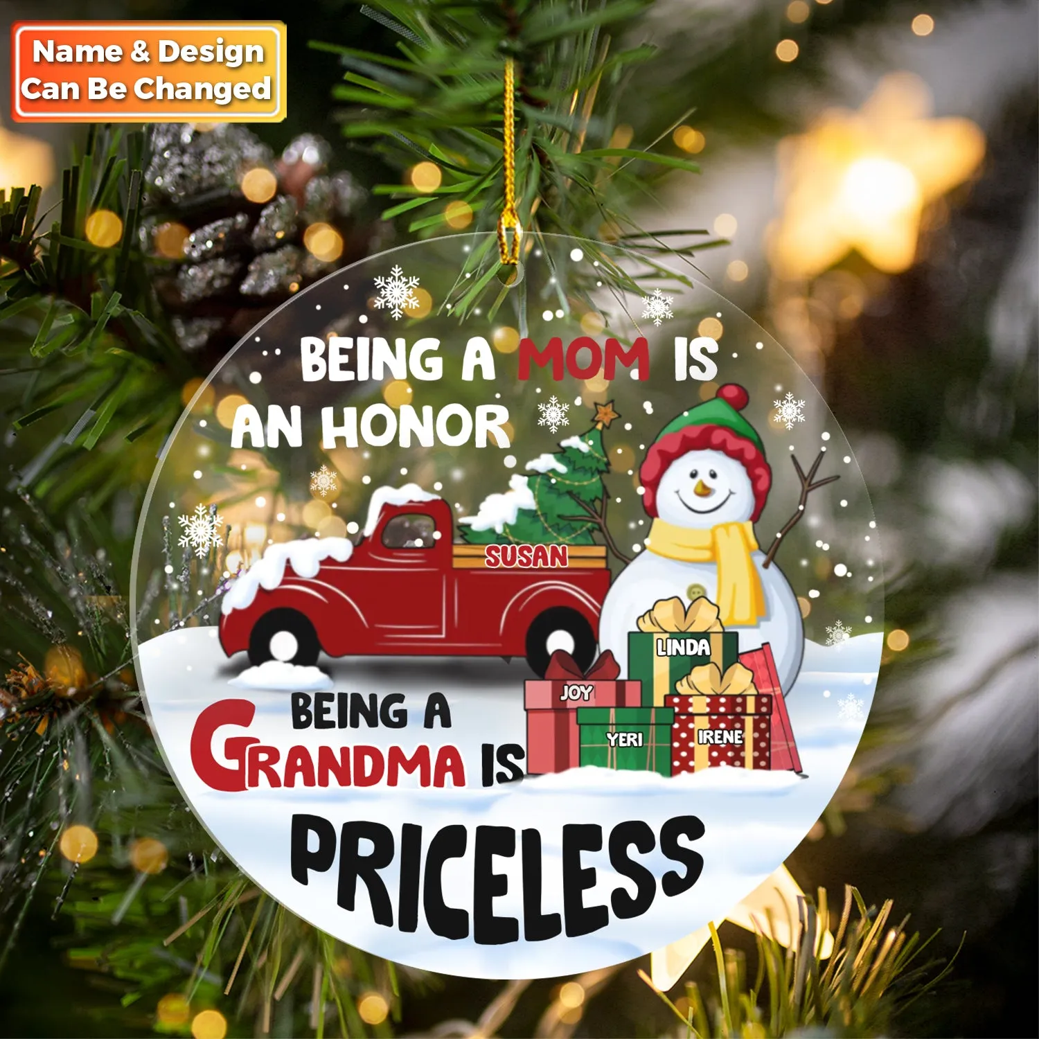 Christmas Being A Grandma Is Priceless - Personalized Custom Circle Acrylic Ornament