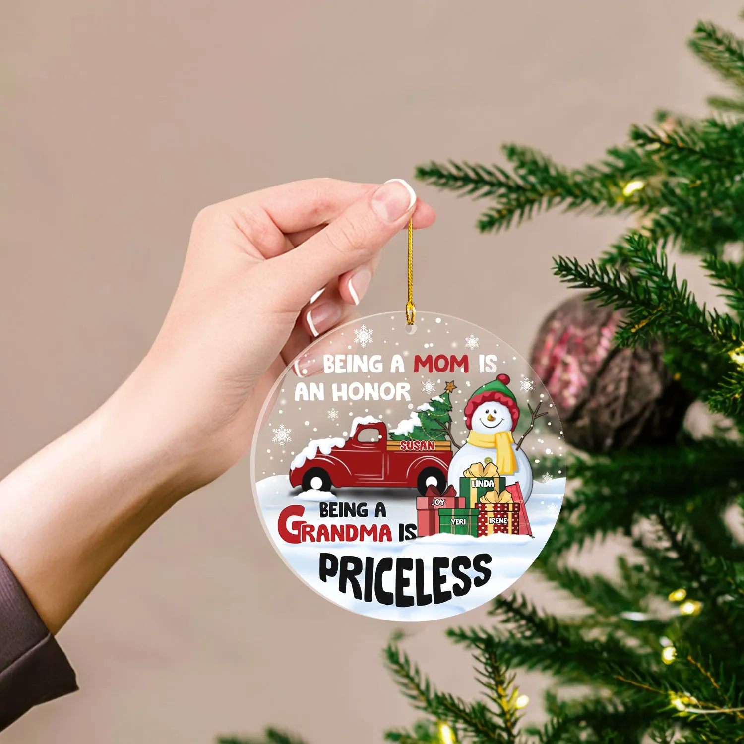 Christmas Being A Grandma Is Priceless - Personalized Custom Circle Acrylic Ornament