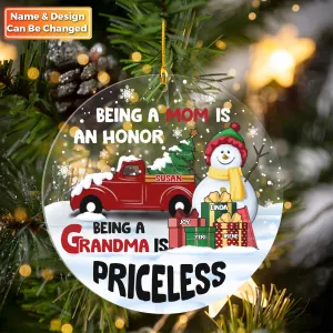 Christmas Being A Grandma Is Priceless - Personalized Custom Circle Acrylic Ornament