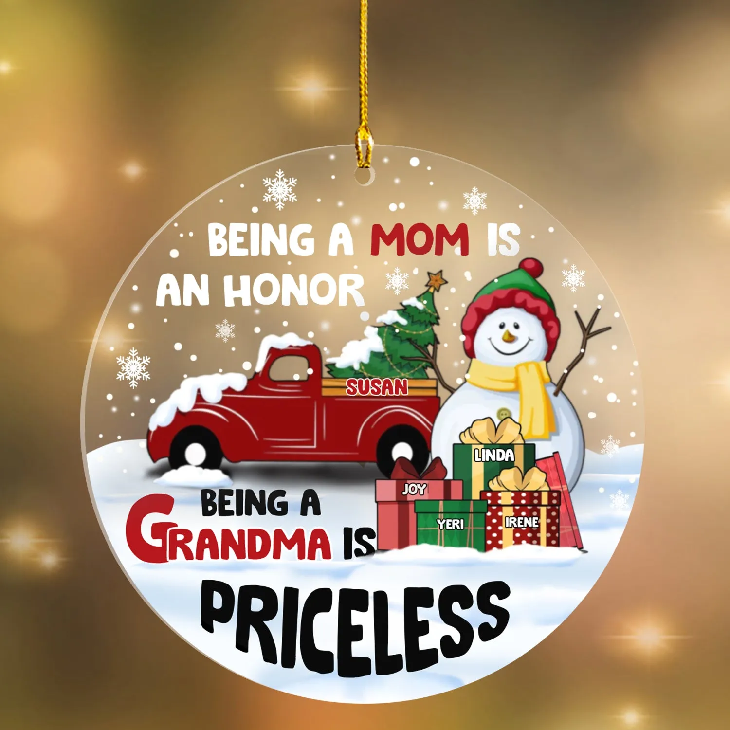 Christmas Being A Grandma Is Priceless - Personalized Custom Circle Acrylic Ornament