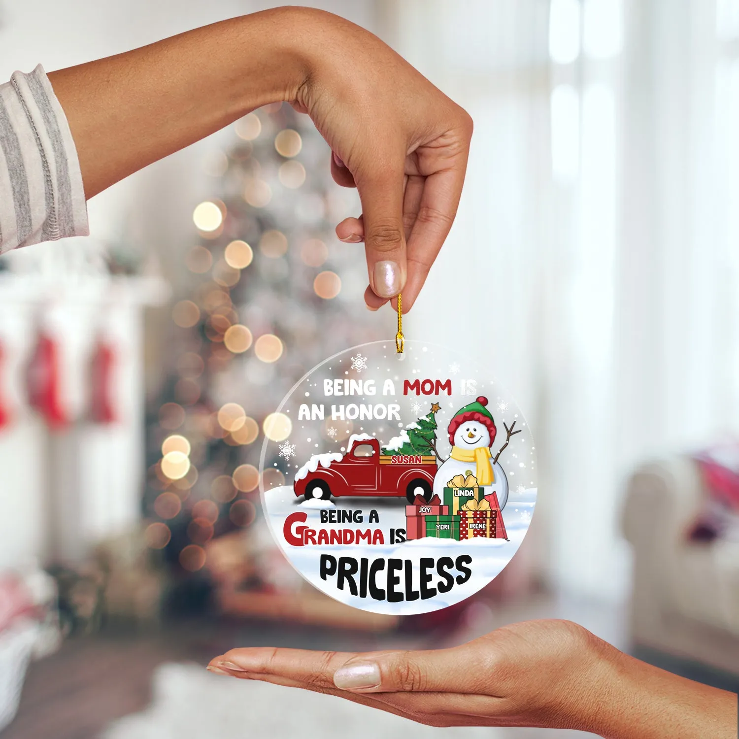 Christmas Being A Grandma Is Priceless - Personalized Custom Circle Acrylic Ornament