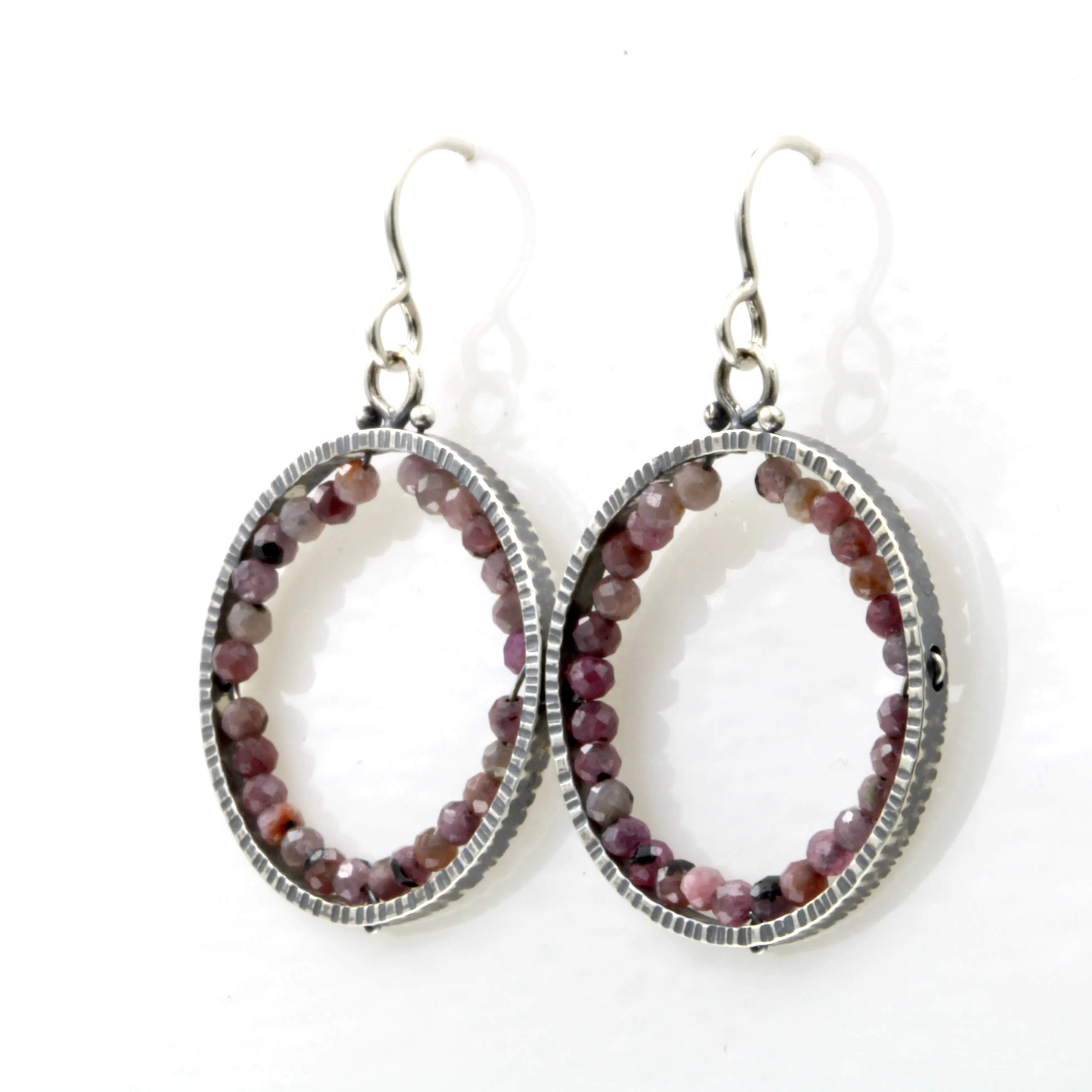 Circle “Geode” Ruby Earring