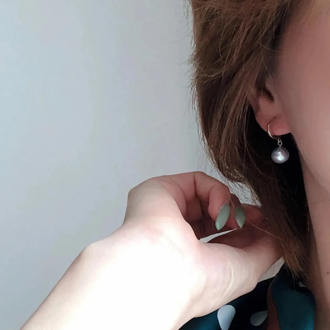 Circle Collection 8.5-9.0 mm Silver-Blue Akoya Pearl Dangle Earrings