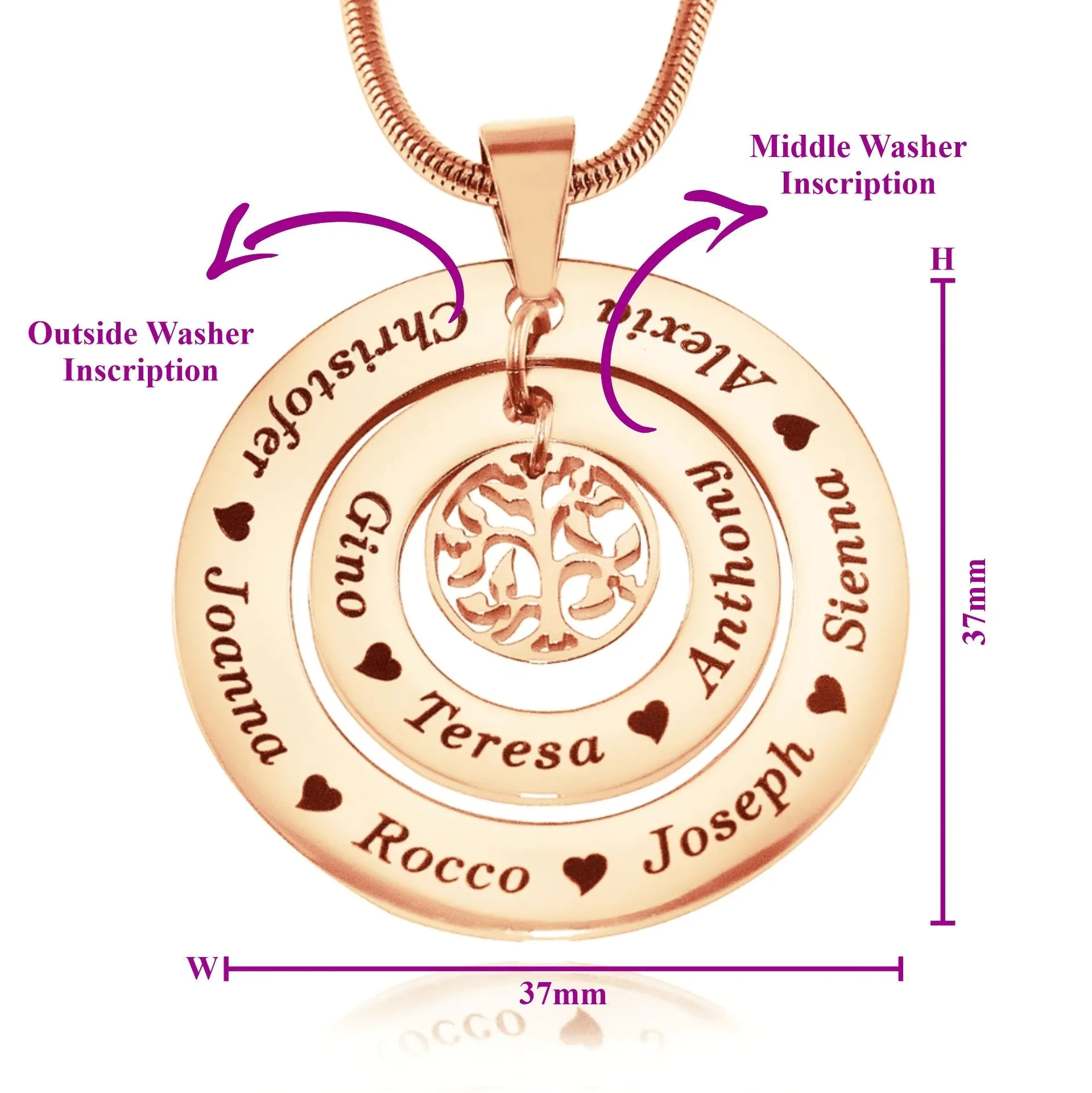 Circles of Loved Ones Tree Personalised Necklace