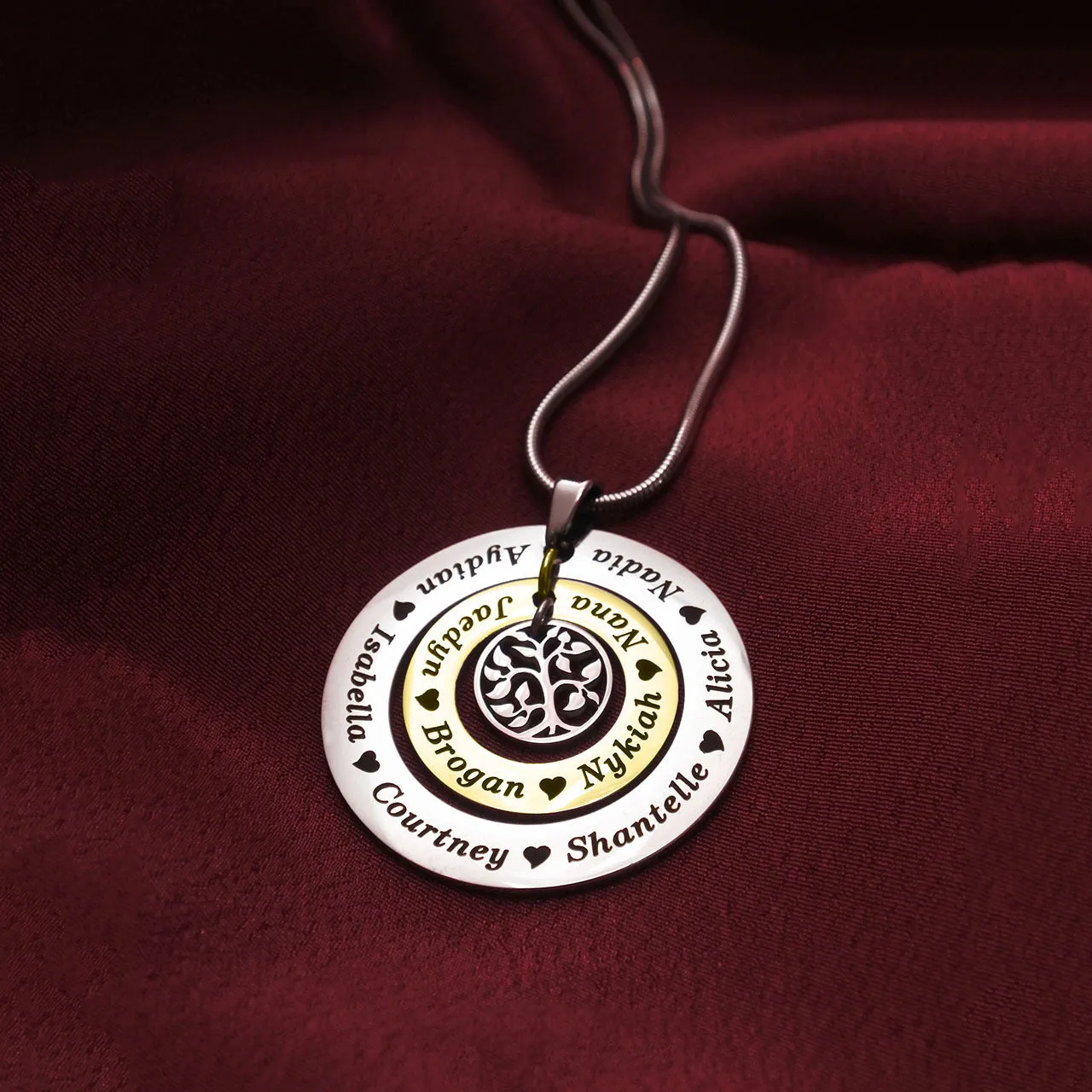 Circles of Loved Ones Tree Personalised Necklace