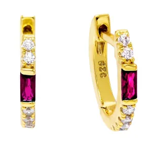 Colored Baguette Huggie Earring