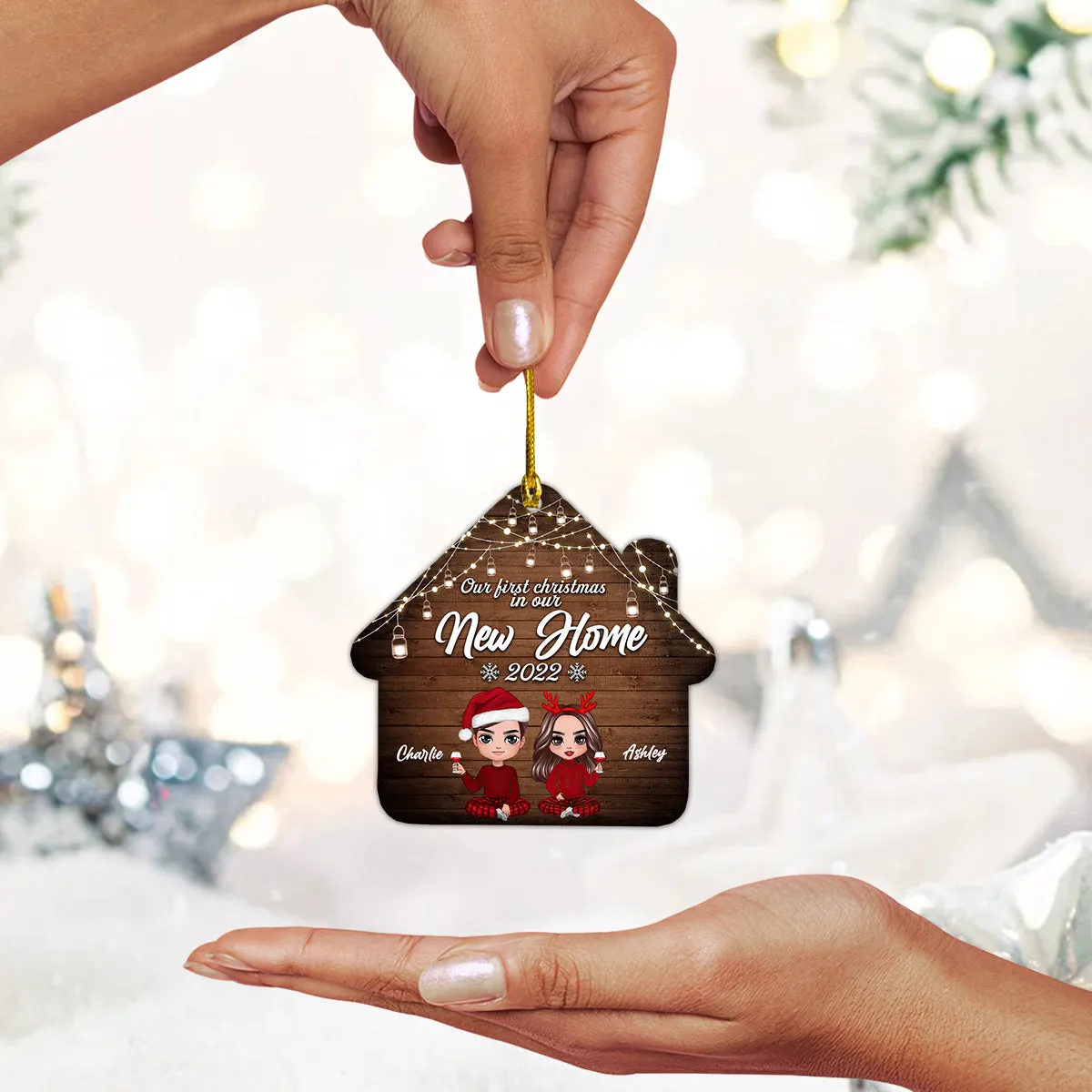 Couple First Christmas In Our New Home Personalized Circle Ornament