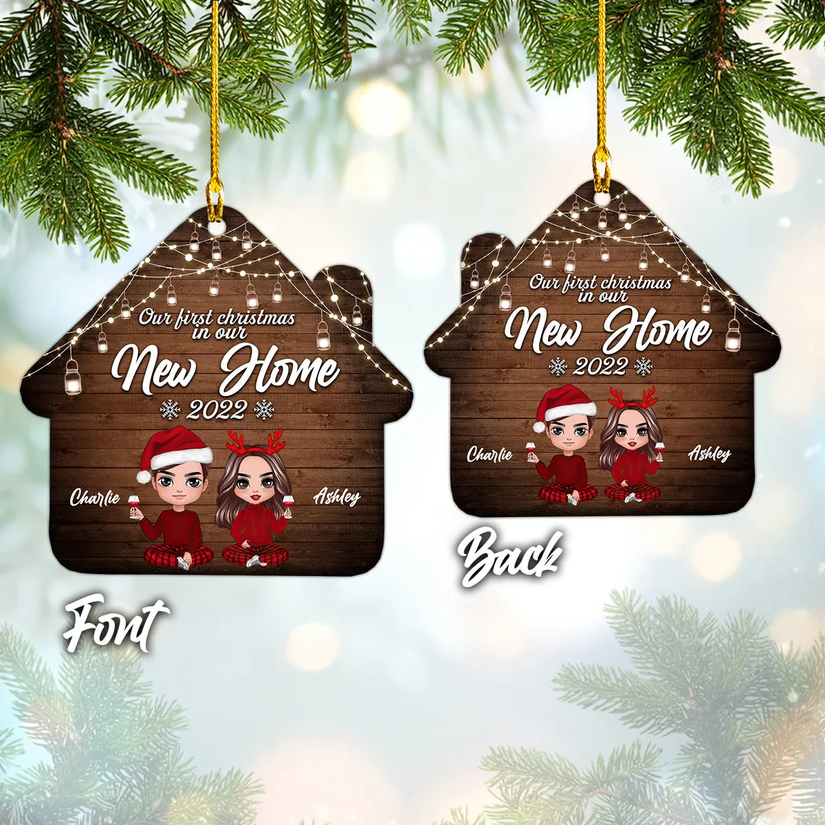 Couple First Christmas In Our New Home Personalized Circle Ornament