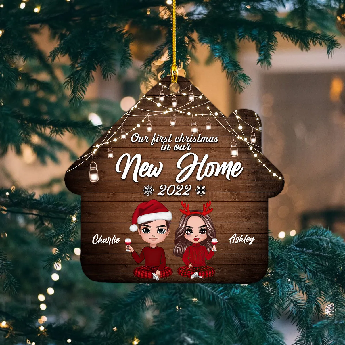 Couple First Christmas In Our New Home Personalized Circle Ornament