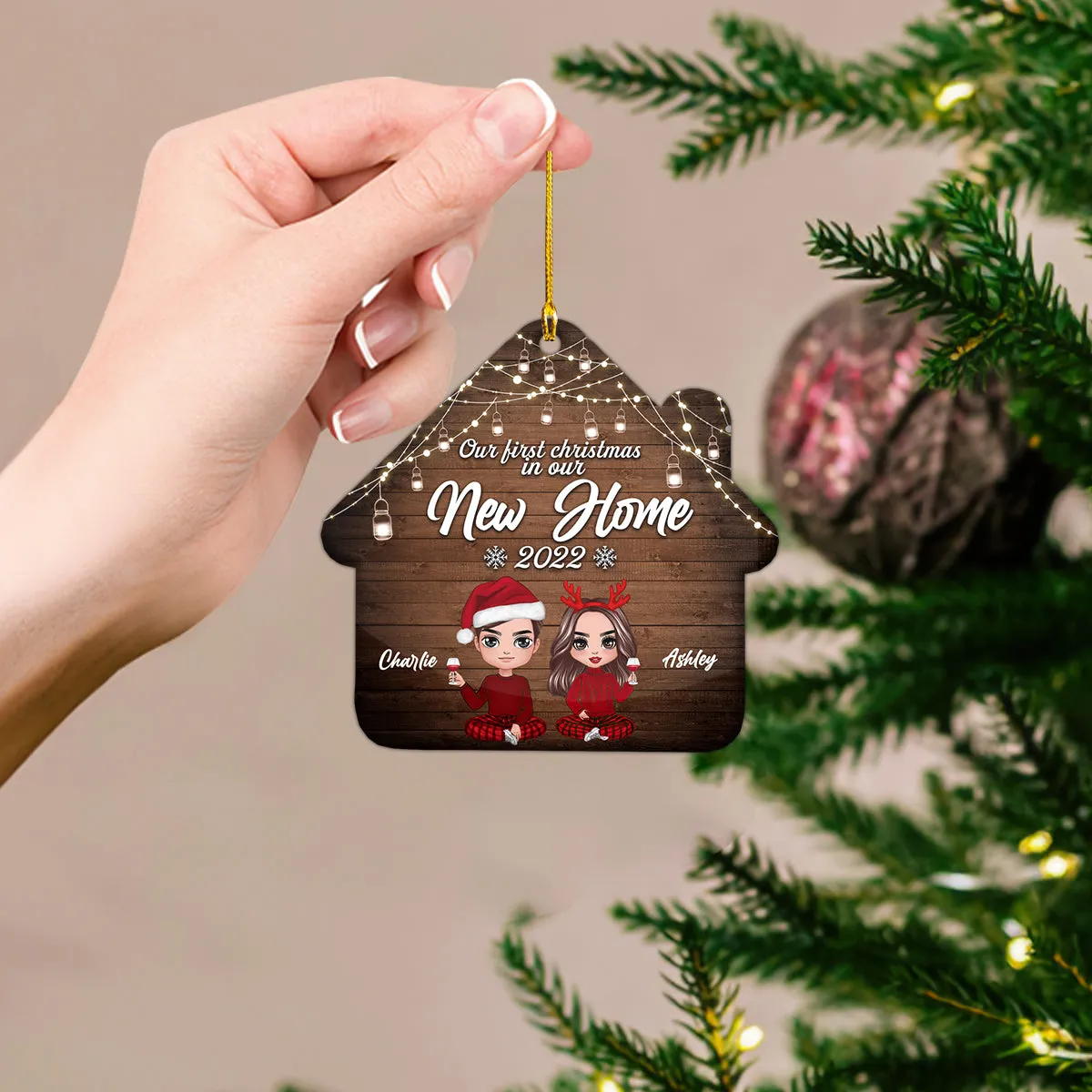 Couple First Christmas In Our New Home Personalized Circle Ornament