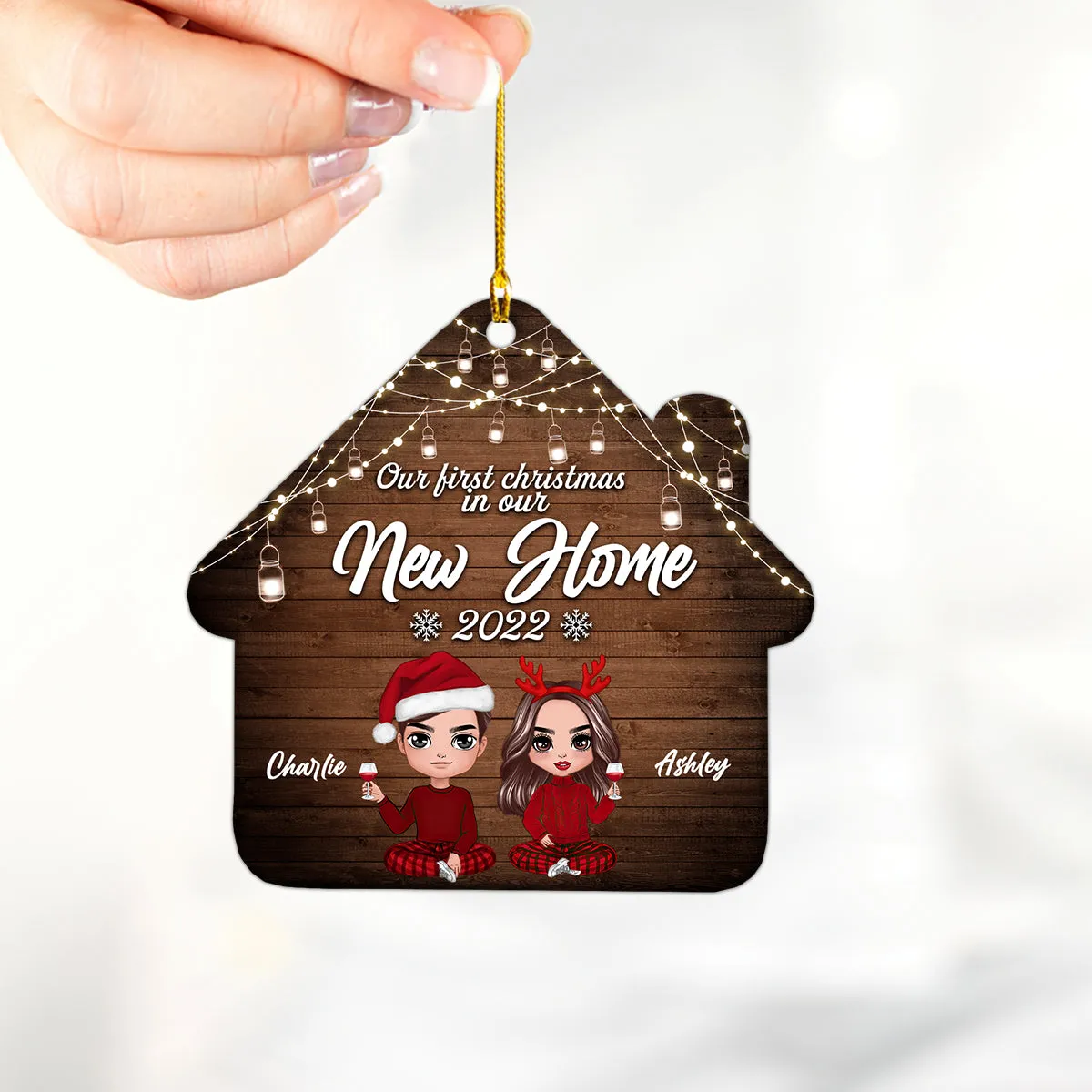 Couple First Christmas In Our New Home Personalized Circle Ornament