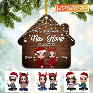 Couple First Christmas In Our New Home Personalized Circle Ornament
