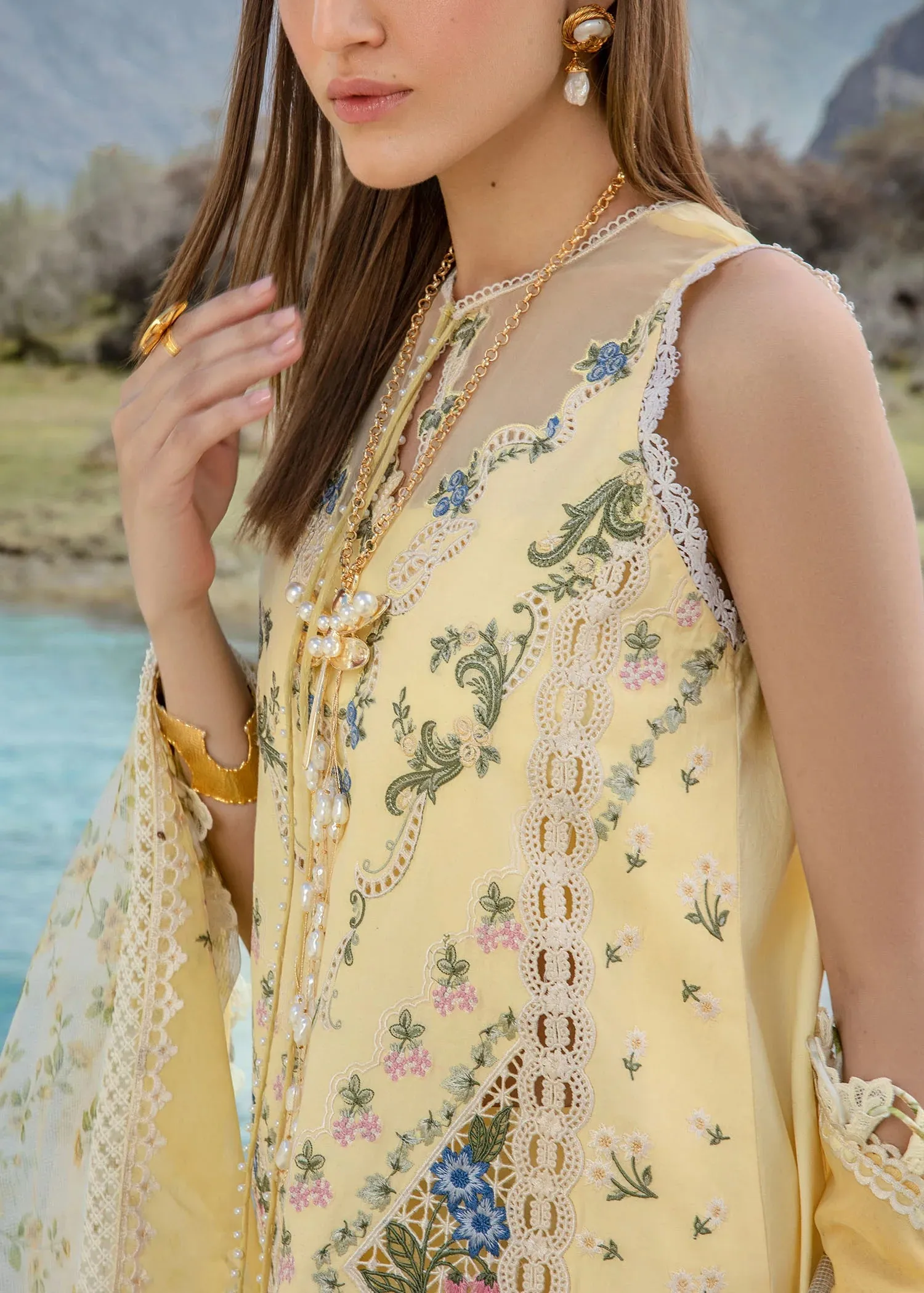 Crimson Luxury Lawn Embroidered Collection A French Brunch - Sunflower Yellow