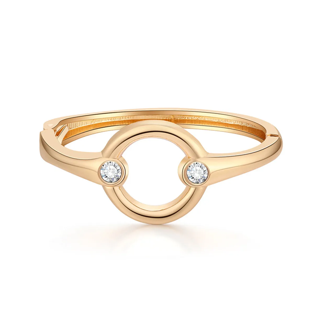 Cubic Zirconia & 18K Gold-Plated Circle Bangle