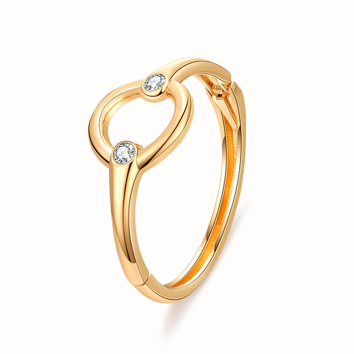 Cubic Zirconia & 18K Gold-Plated Circle Bangle