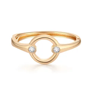 Cubic Zirconia & 18K Gold-Plated Circle Bangle