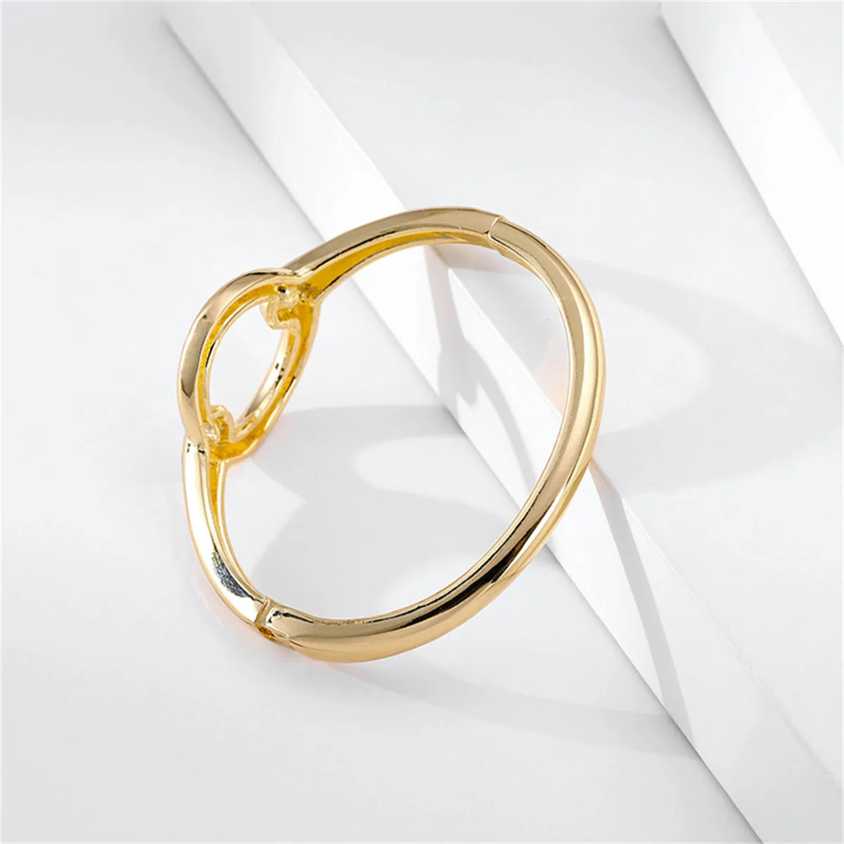 Cubic Zirconia & 18K Gold-Plated Circle Bangle