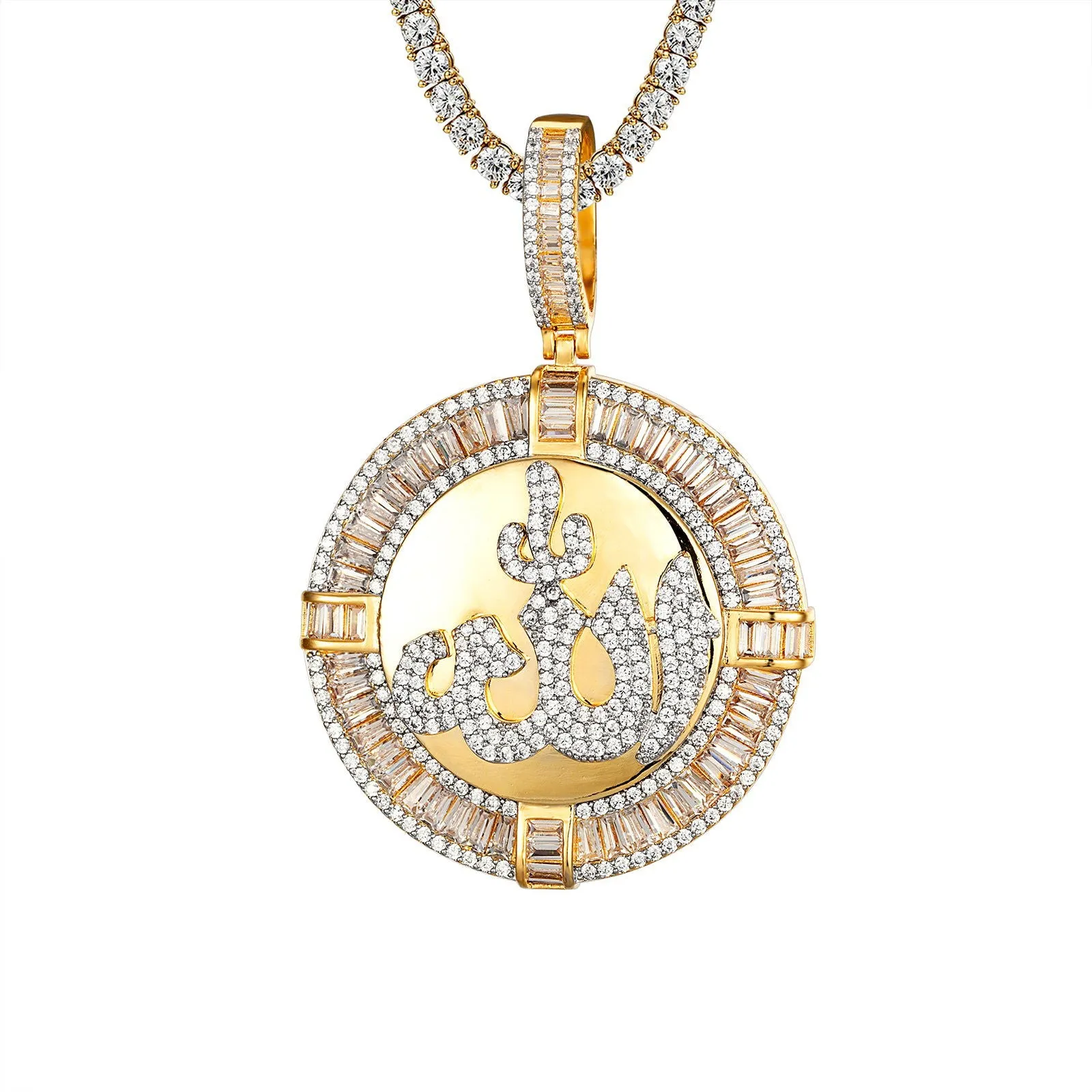 Custom Allah Religious 3D Circle Medallion Muslim God Jewelry