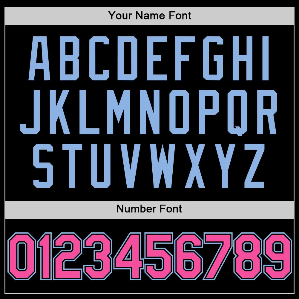 Custom Black Pink-Light Blue Line Authentic Baseball Jersey