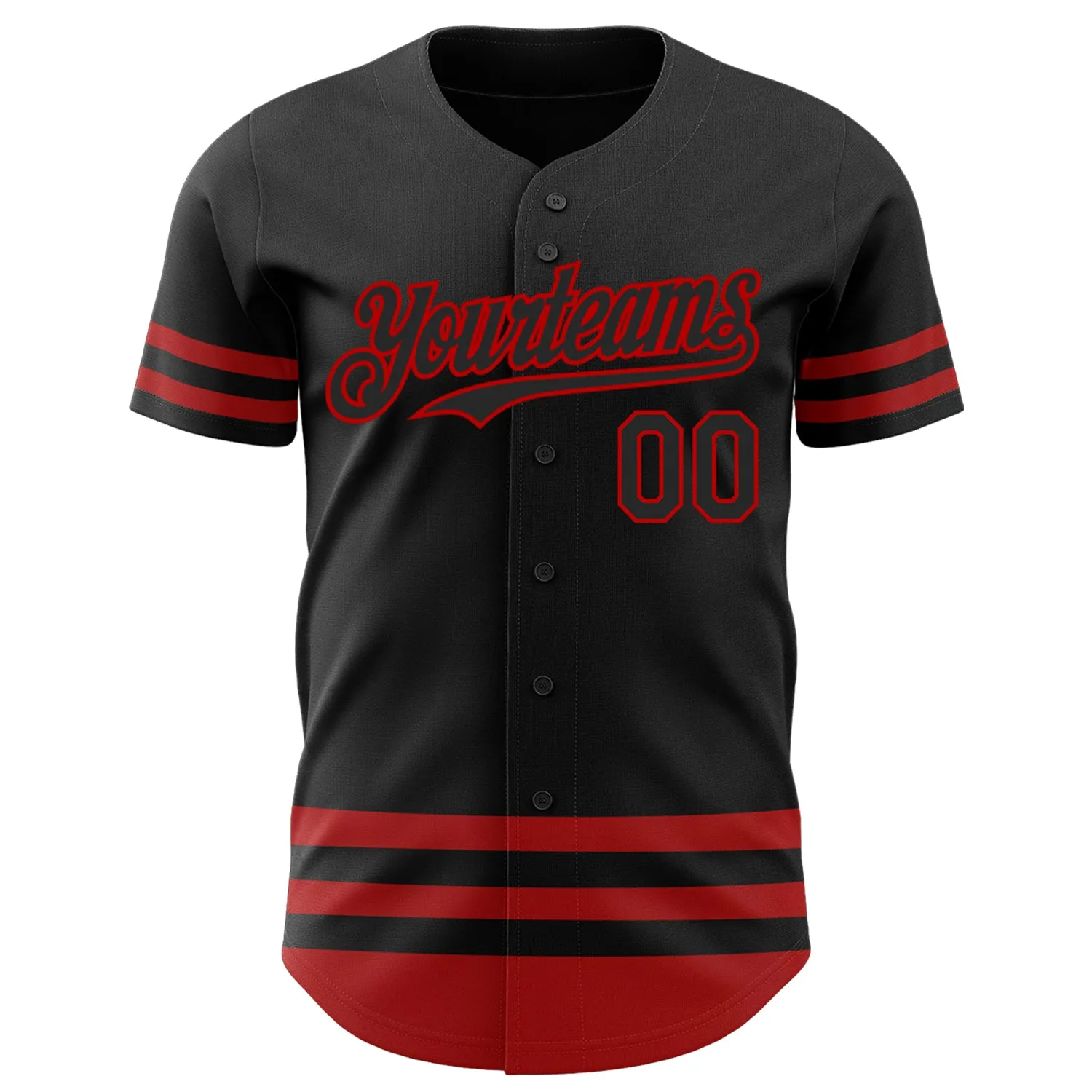 Custom Black Red Line Authentic Baseball Jersey