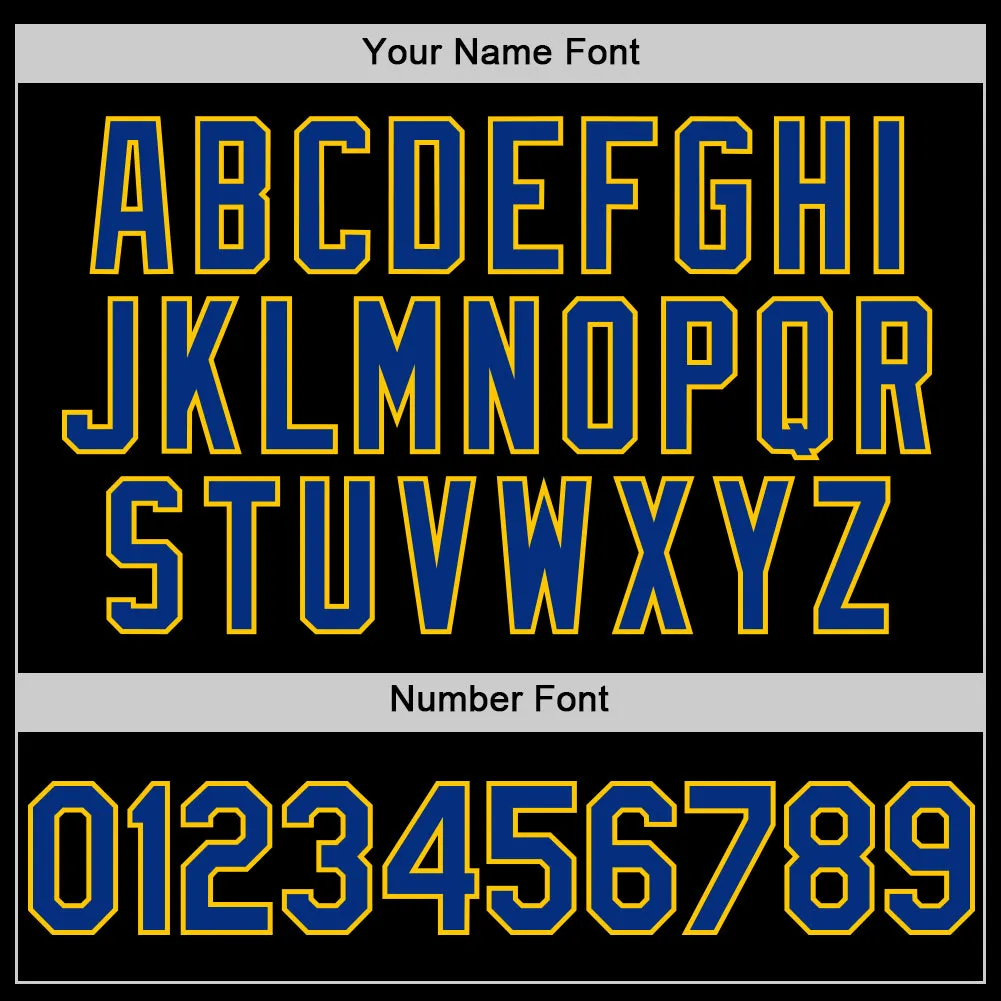 Custom Black Royal-Yellow Line Authentic Baseball Jersey