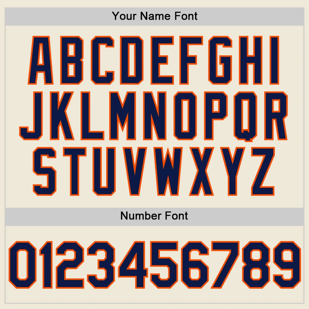 Custom Cream Navy-Orange Line Authentic Baseball Jersey
