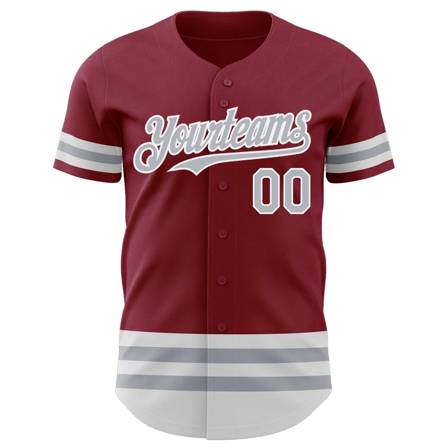 Custom Crimson Gray-White Line Authentic Baseball Jersey