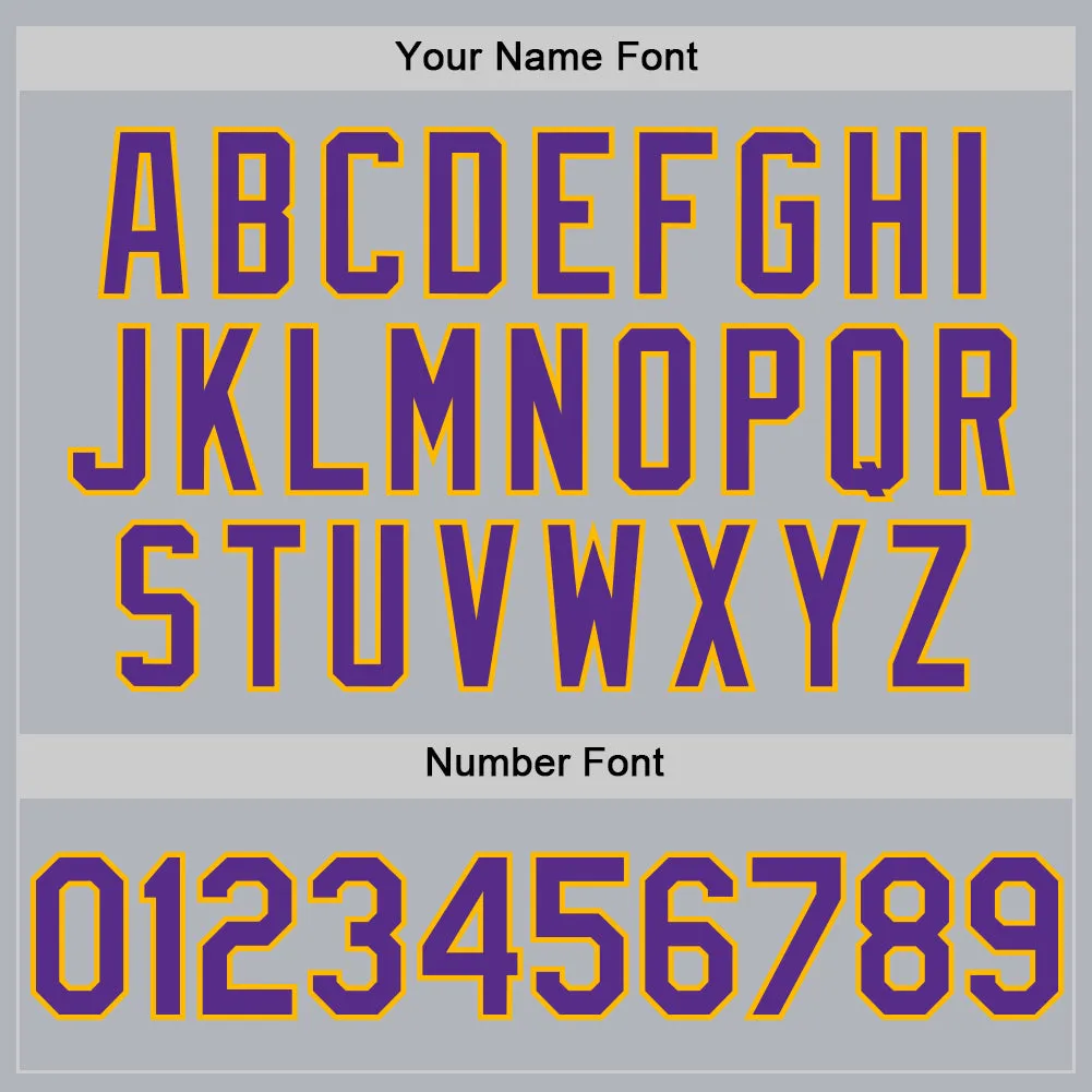 Custom Gray Purple-Gold Line Authentic Baseball Jersey