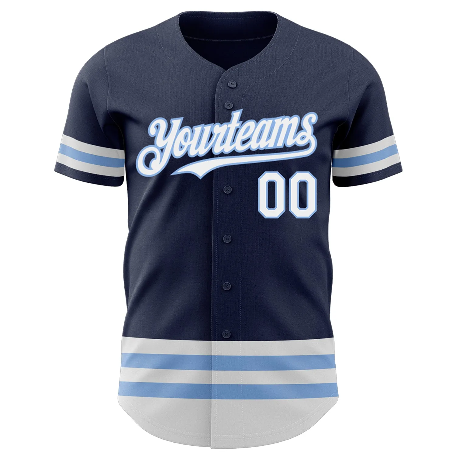 Custom Navy White-Light Blue Line Authentic Baseball Jersey