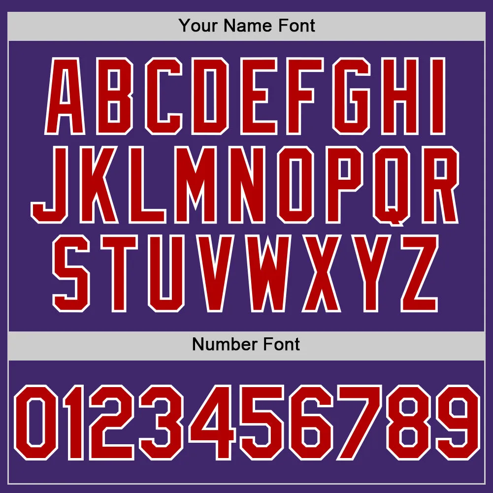 Custom Purple Red-White Line Authentic Baseball Jersey