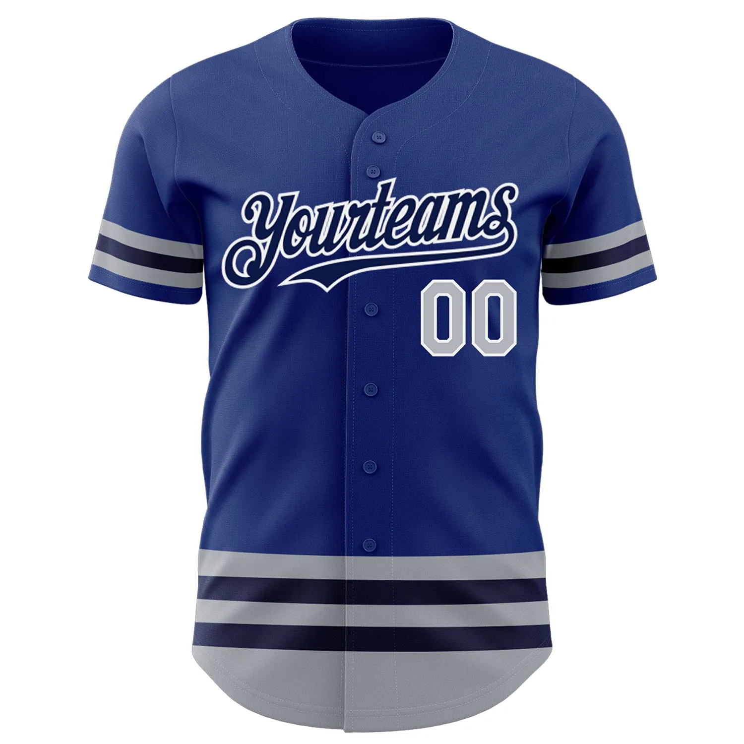 Custom Royal Gray-Navy Line Authentic Baseball Jersey