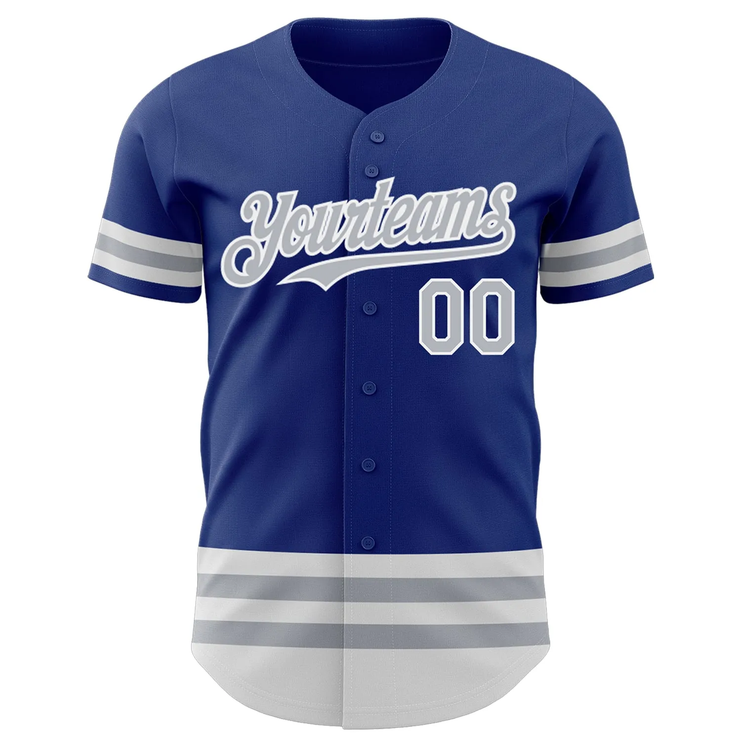 Custom Royal Gray-White Line Authentic Baseball Jersey