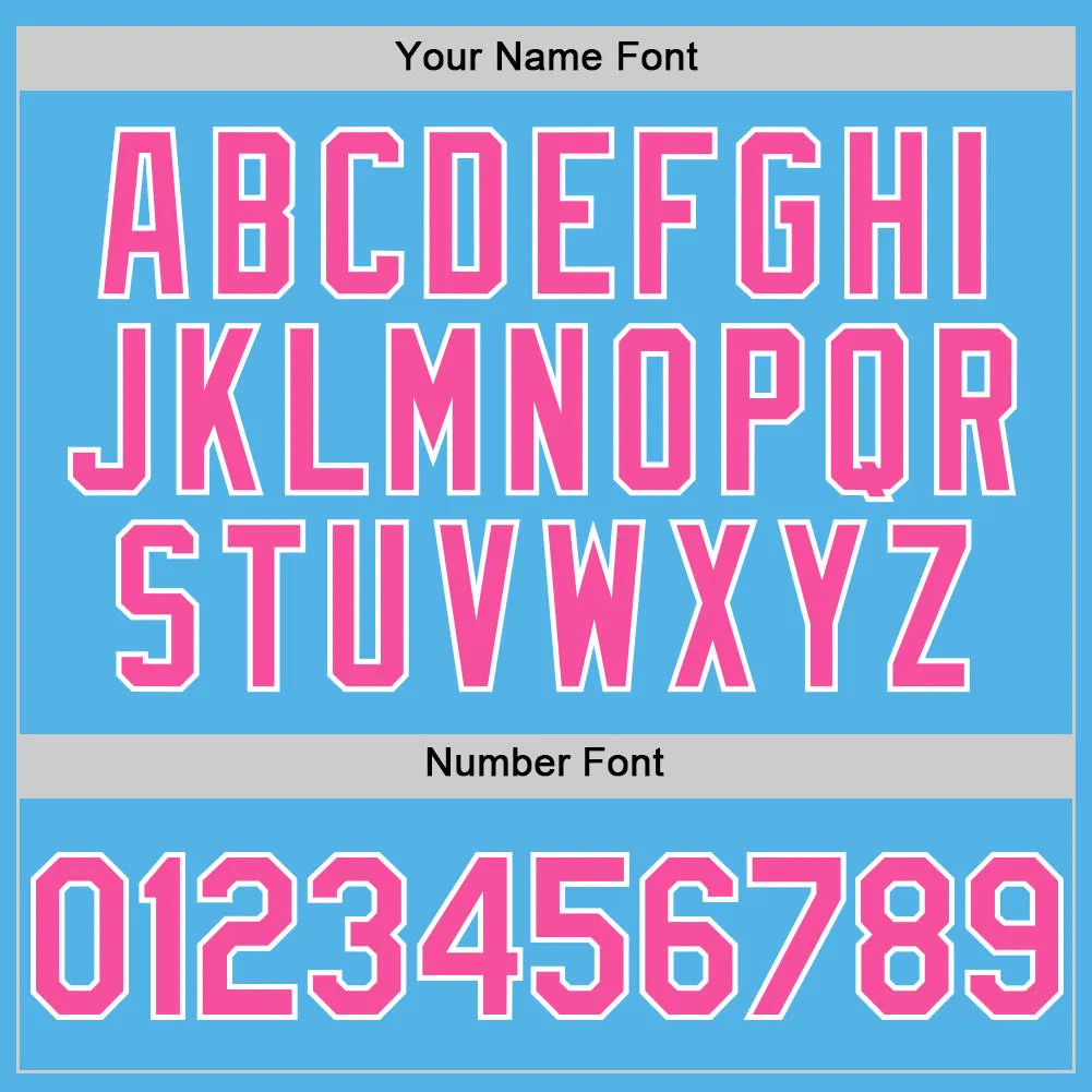 Custom Sky Blue Pink-White Line Authentic Baseball Jersey