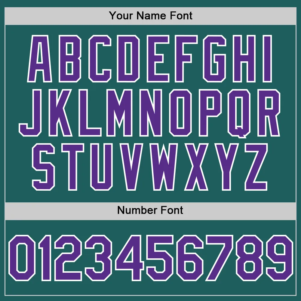 Custom Teal Purple-White Line Authentic Baseball Jersey