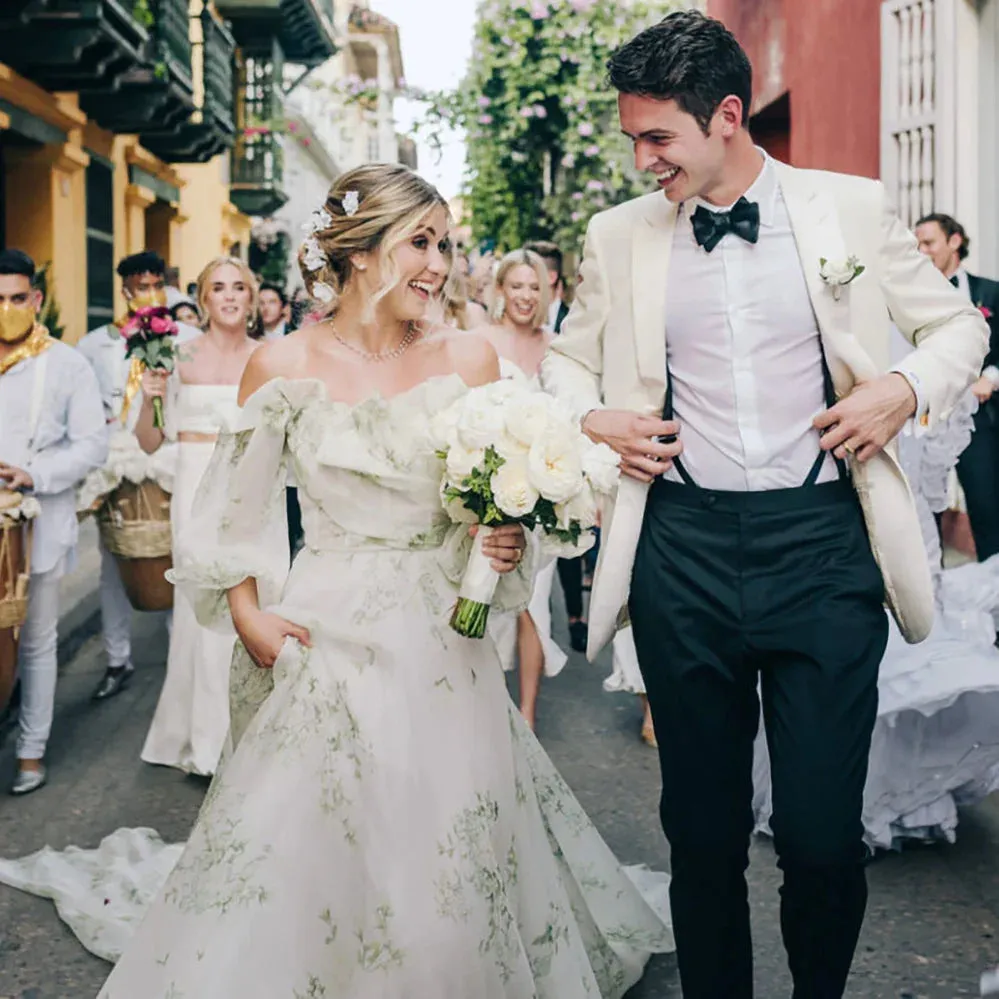 Danica | A-Line Floral Appliqued Majesty Bridal Wedding Dress with Ruffles